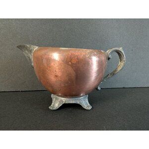 Vintage Copper & Pewter Creamer With Ornate Handle